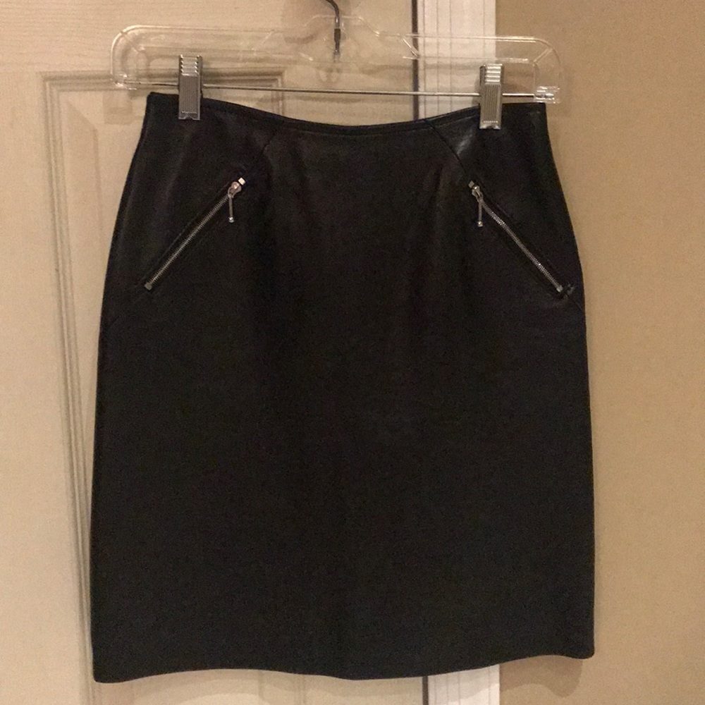 Genuine Black Leather Skirt